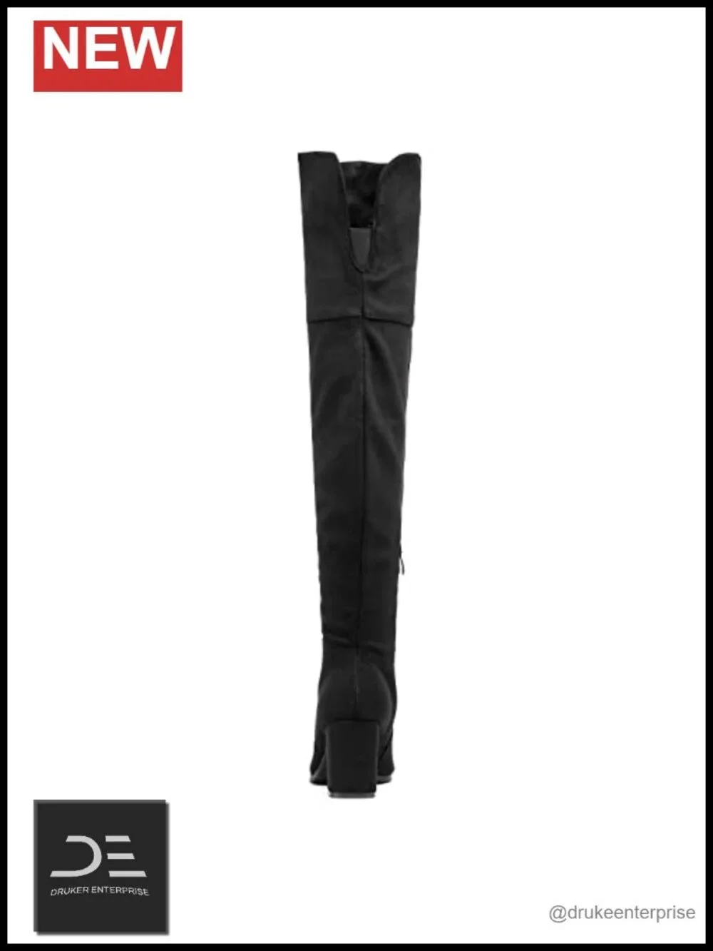 Stretch Suede Knee High Block Heel Boots